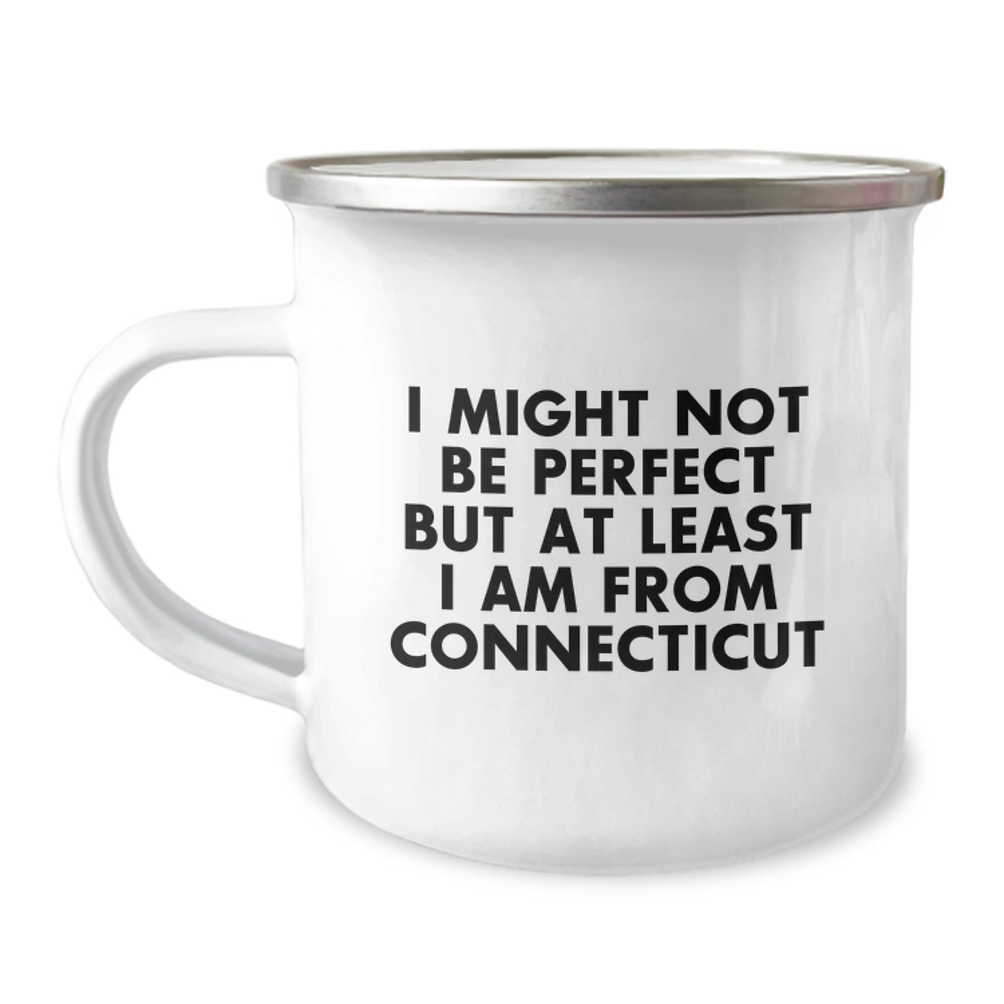Funny Gifts from Men to Friends from Connecticut - 'I Might Not Be Perfect' Christmas Camping Mug for Men, Women, Family, or Coworkers - Image 1
