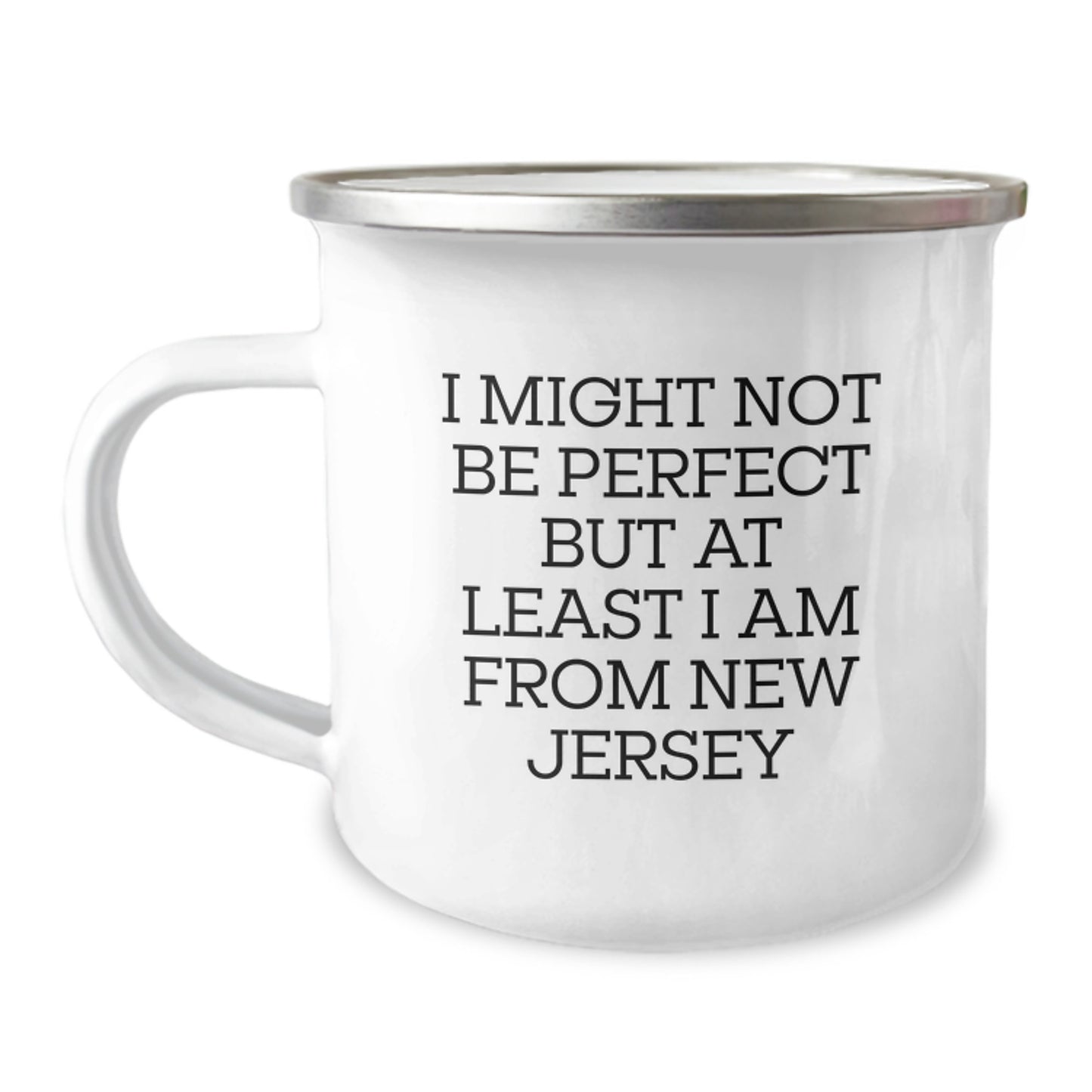 New Jersey Christmas Unique Gifts from Friends for Men and Women - Funny 'I Might Not Be Perfect' Camping Mug - Image 1