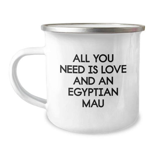 Egyptian Mau Cat Lover's Camping Mug, Funny Quote Gifts from Men to Women, Friends, Family for Christmas Unique Presents - Image 1