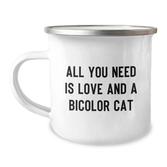 Funny Bicolor Cat Camping Mug Gifts from Friends for Cat Lovers on Christmas - Image 1