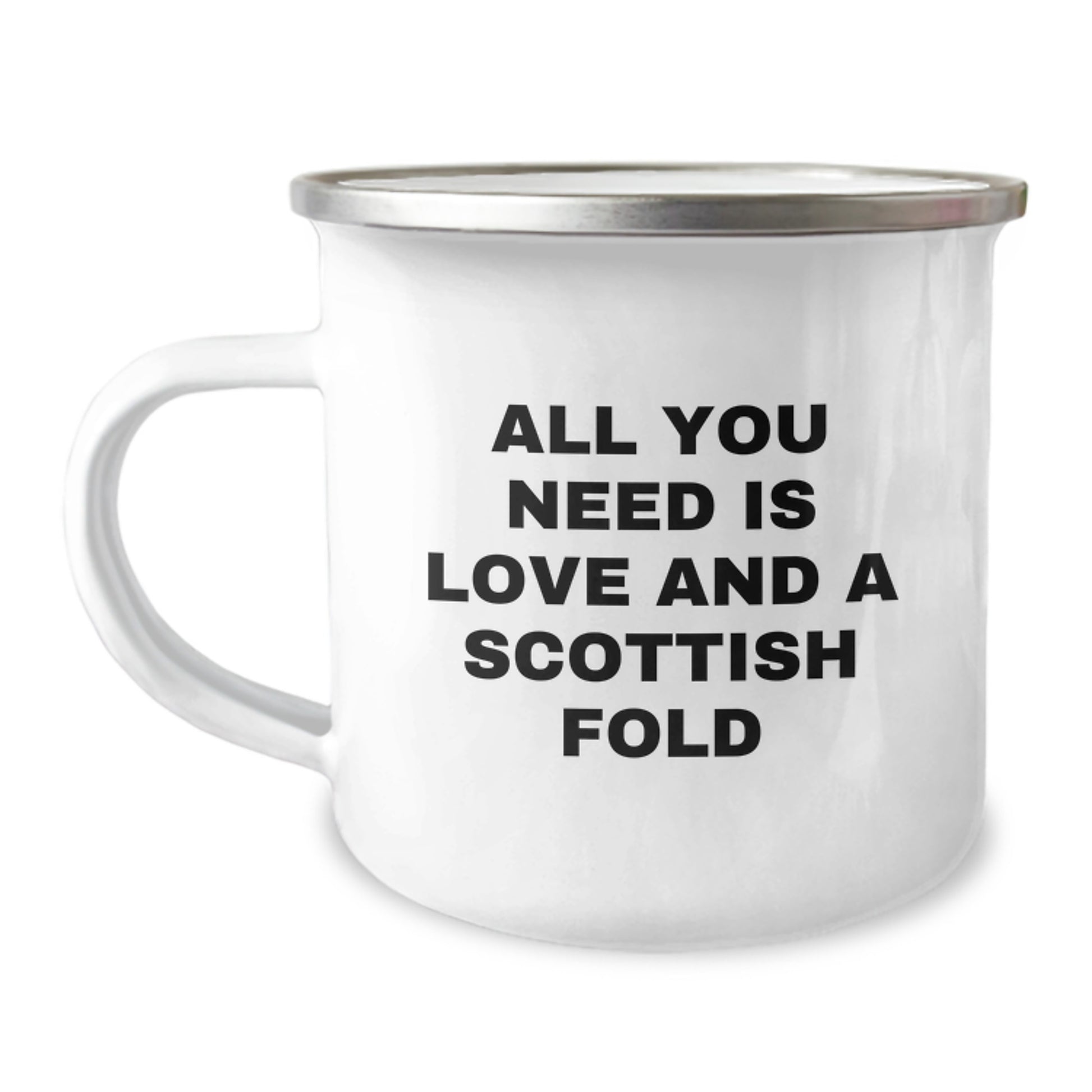 Fun Scottish Fold Cat Christmas Unique Gifts from Men to Friends - All You Need Is Love And A Scottish Fold Printed Camping Mug for Scottish Fold Cat Lovers - Image 1