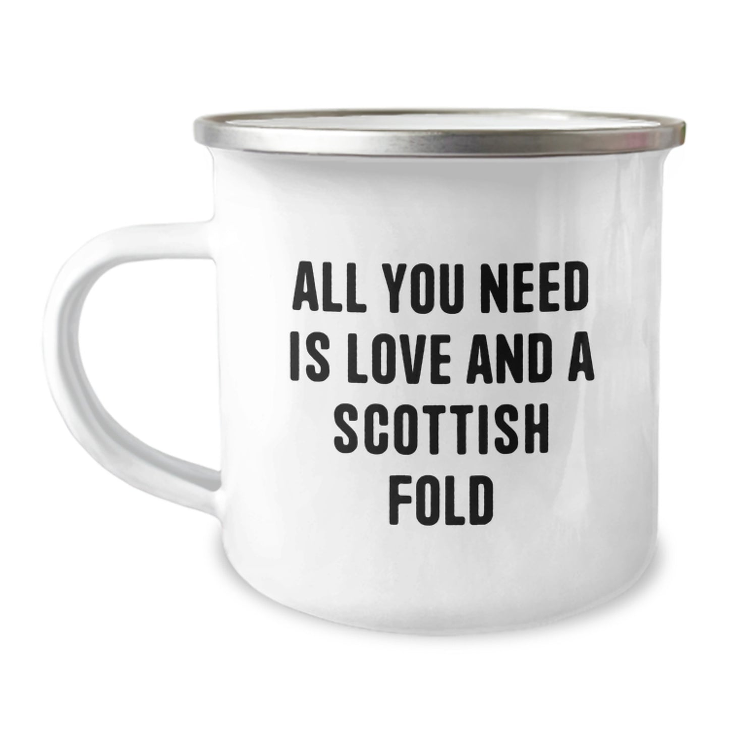 Scottish Fold Cat Lover Gifts from Family, Unique Christmas Unique Gifts for Friends, Scottish Fold Cat Camping Mug Quote - 'All You Need Is Love And A Scottish Fold' - Image 1