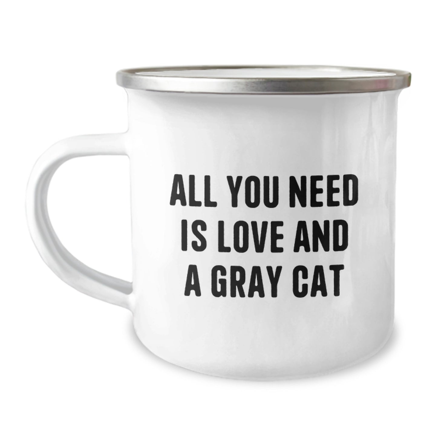Gray Cat Camping Mug Gifts from Friends, Christmas Unique Gifts, Fun Gray Cat Quote - Image 1