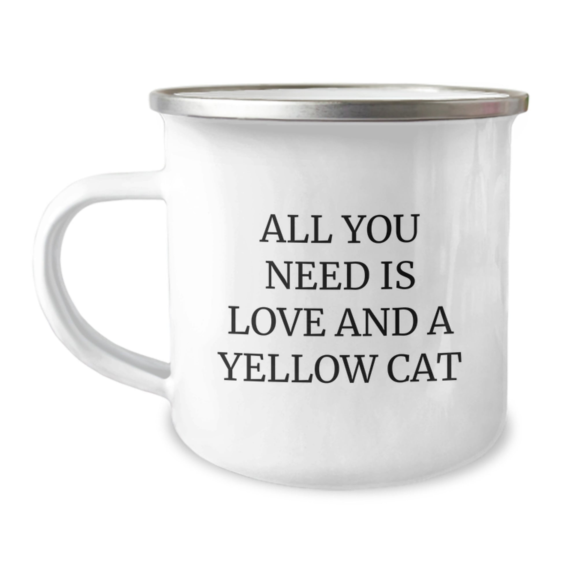 Funny Yellow Cat Camping Mug Gifts from Friends for Birthday - All You Need Is Love - Image 1