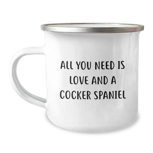 Cocker Spaniel Dog Lover's Christmas Camping Mug Gifts from Family Friends with Inspirational 'All You Need Is Love And A Cocker Spaniel' Quote for Men Women - Image 1