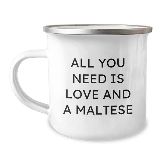 Love and Laughter for Maltese Dog Lovers - Gifts for Maltese Dog Owners from Friends and Family - Funny Maltese Dog Camping Mug - Image 1