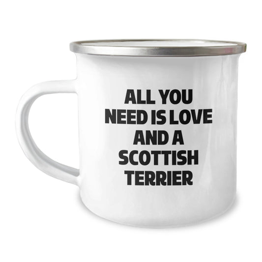 Funny Scottish Terrier Dog Gifts from Men to Friends Who Love Camping Mugs with All You Need Is Love And A Scottish Terrier Quote for Christmas Unique Gifts - Image 1