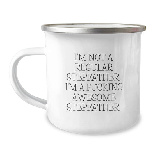 Funny Stepfather Gifts from Men, Unique Camping Mug for Stepfather, 'I'm Not A Regular Stepfather' Christmas Unique Gifts - Image 1