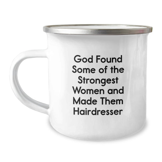 Funny Hairdresser Quotes Camping Mugs for Gifts from Men to Hairdresser Friends, Unique Christmas Unique Gifts - Image 1