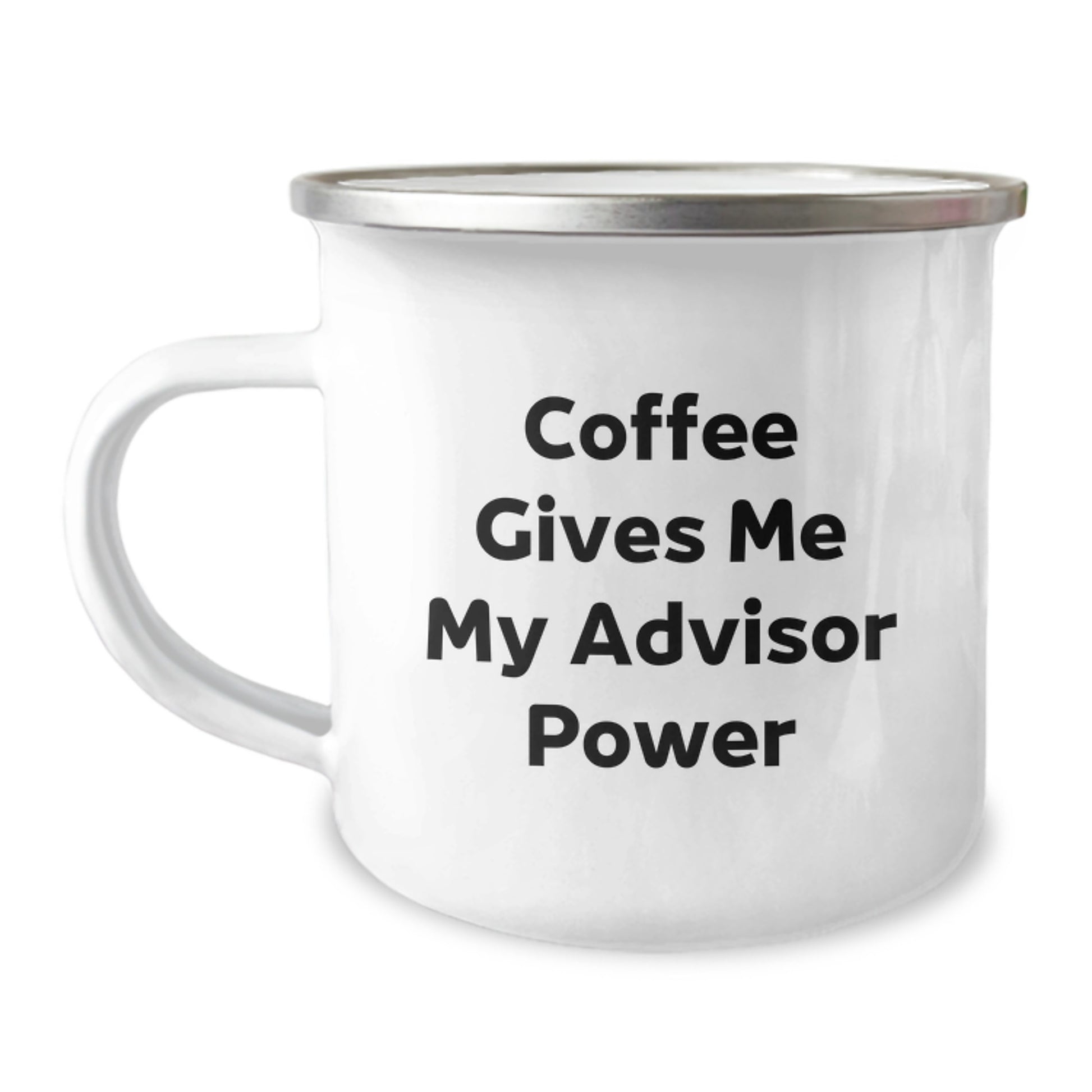 Funny Advisor Gifts from Family, Unique Camping Mug for Graduation, 'Coffee Gives Me My Advisor Power' - Image 1