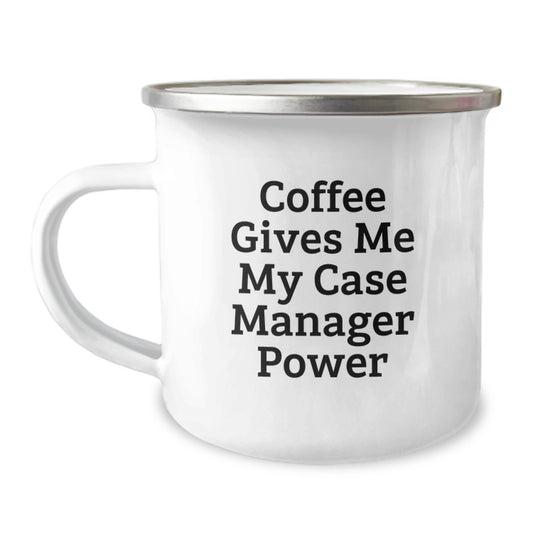 Funny Case Manager Gifts for Christmas, Camping Mug, Coffee Gives Me My Power, Inspirational Quote Gifts for Case Manager Friends - Image 1