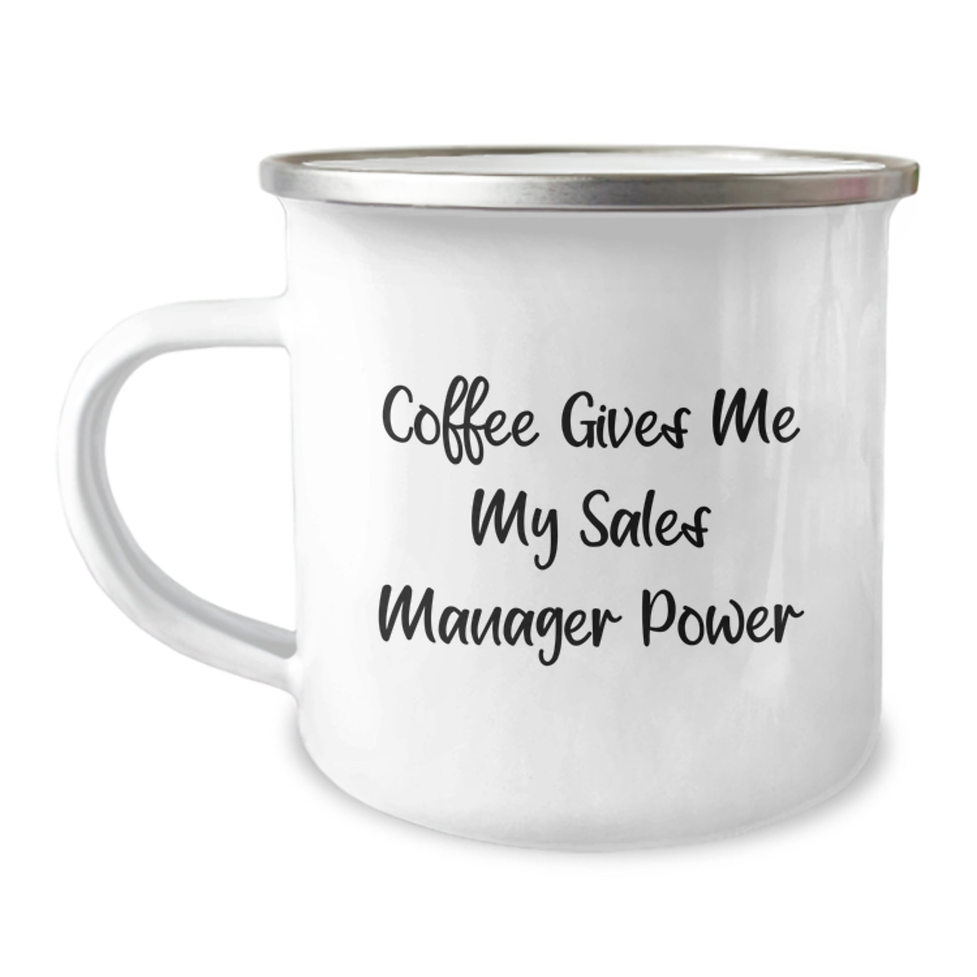 Funny Sales Manager Gifts for Men, Unique Christmas Unique Gifts from Friends, 'Coffee Gives Me My Sales Manager Power' Camping Mug - Image 1