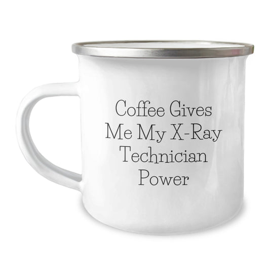 X-Ray Technician Gifts from Friends, Funny Camping Mug for Graduation, 'Coffee Gives Me My X-ray Technician Power' - Image 1