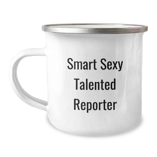 Funny Reporter Gifts from Friends - Smart Sexy Talented Reporter, Camping Mug for Men Women, Christmas Unique Gifts, Funny Quote for Reporters - 12 oz Stainless Steel - Image 1