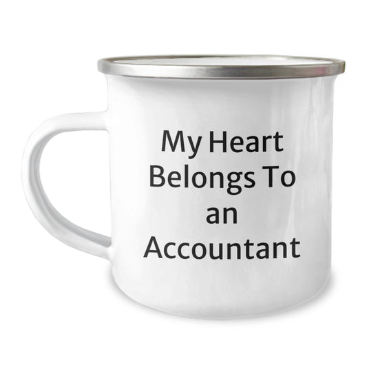 Funny Accountant Gifts, 'My Heart Belongs To An Accountant' Camping Mug for Accountant Men - Christmas Unique Gifts from Coworkers to Accountants - Image 1