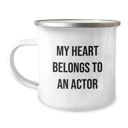 Funny Actor Gifts for Men - My Heart Belongs To An Actor, Christmas Unique Mug, Camping Mug for Friends Family - Image 1