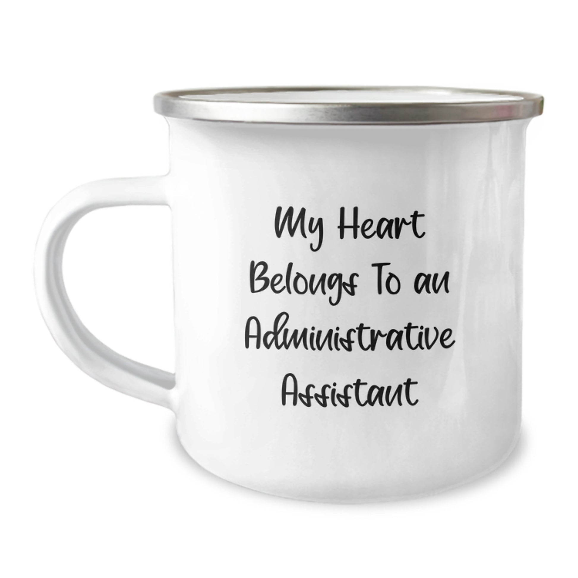 Funny Gifts from Men to Administrative Assistants, Christmas Unique Gifts, Funny Camping Mugs, 'My Heart Belongs To An Administrative Assistant' Quote, Perfect for Christmas - Image 1