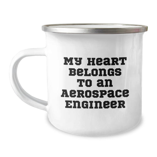 Funny Aerospace Engineer Gifts from Friends, Christmas Unique Gifts for Men, Camping Mug with My Heart Belongs To An Aerospace Engineer - Image 1