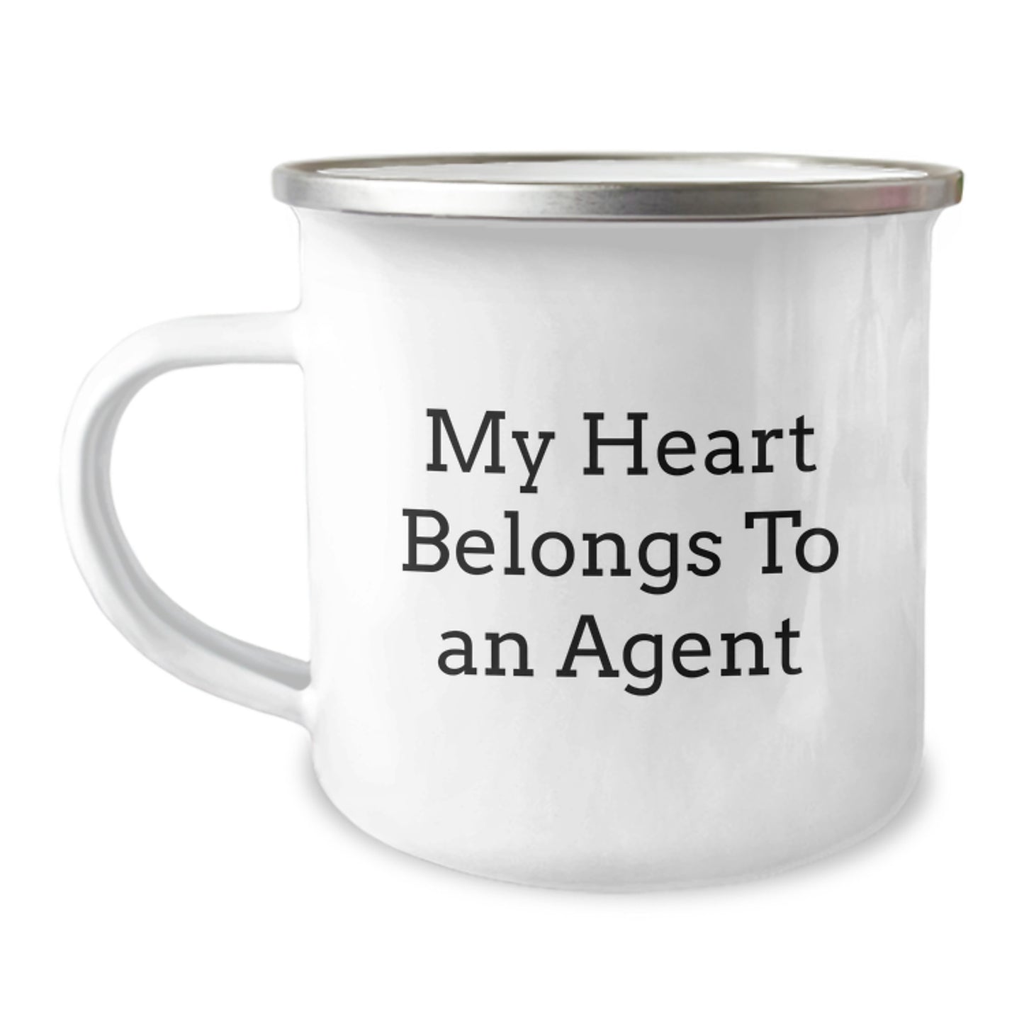 Funny Agent Gifts, My Heart Belongs To An Agent Funny Agent Camping Mug, Christmas Unique Agent Mugs - Image 1