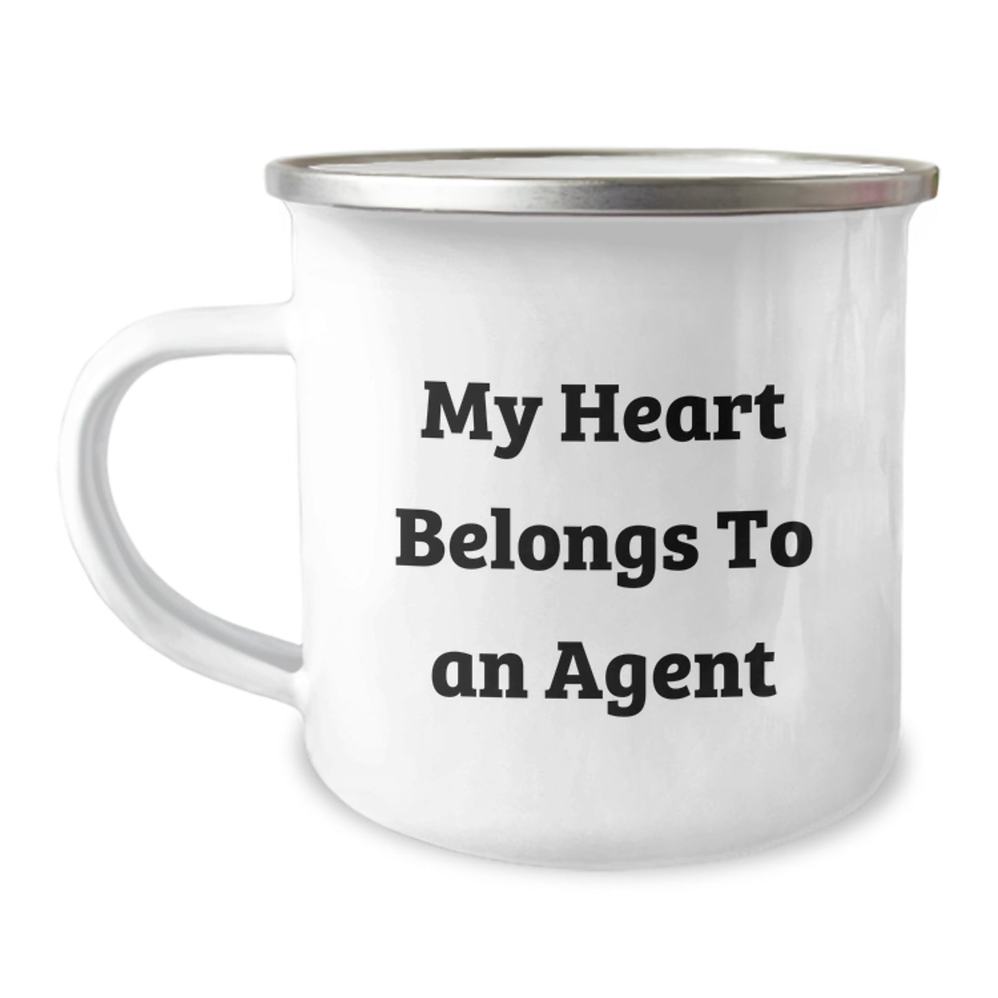 Funny Agent Gifts from Friends Christmas Unique Agent Camping Mugs - 'My Heart Belongs To An Agent' - 12 oz Stainless Steel with Enamel Finish - Image 1