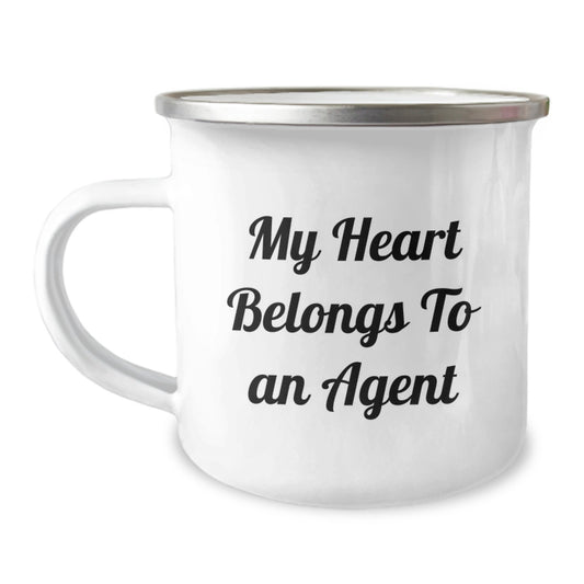 Funny Agent Gifts, My Heart Belongs To An Agent Camping Mug, Christmas Unique Presents for Agents - Image 1