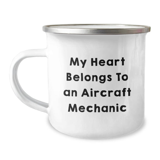 Funny Gifts from Family to Aircraft Mechanic Men - My Heart Belongs To An Aircraft Mechanic Christmas Unique Mugs for Him - Image 1