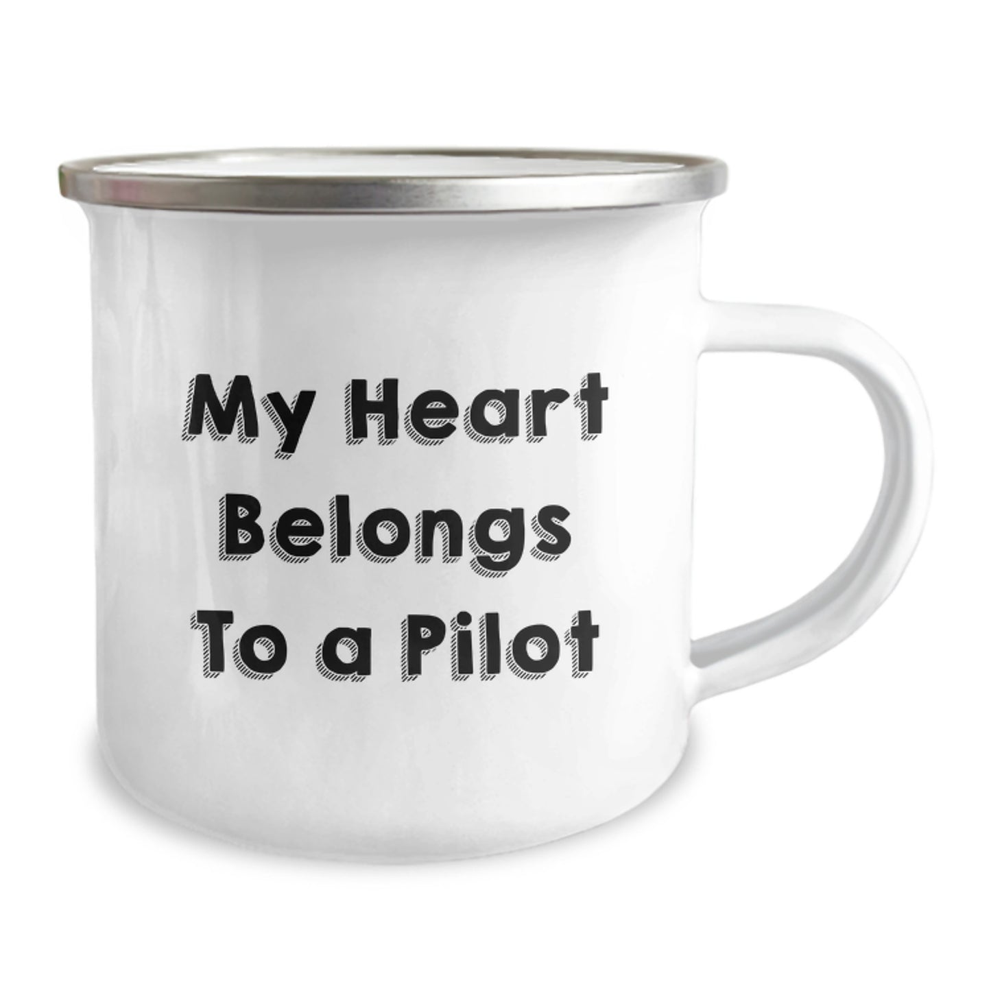 Funny Pilot Gifts for Him - My Heart Belongs To A Pilot 12 oz Camping Mug, Unique Birthday Unique Gifts from Friends to Family - Image 2
