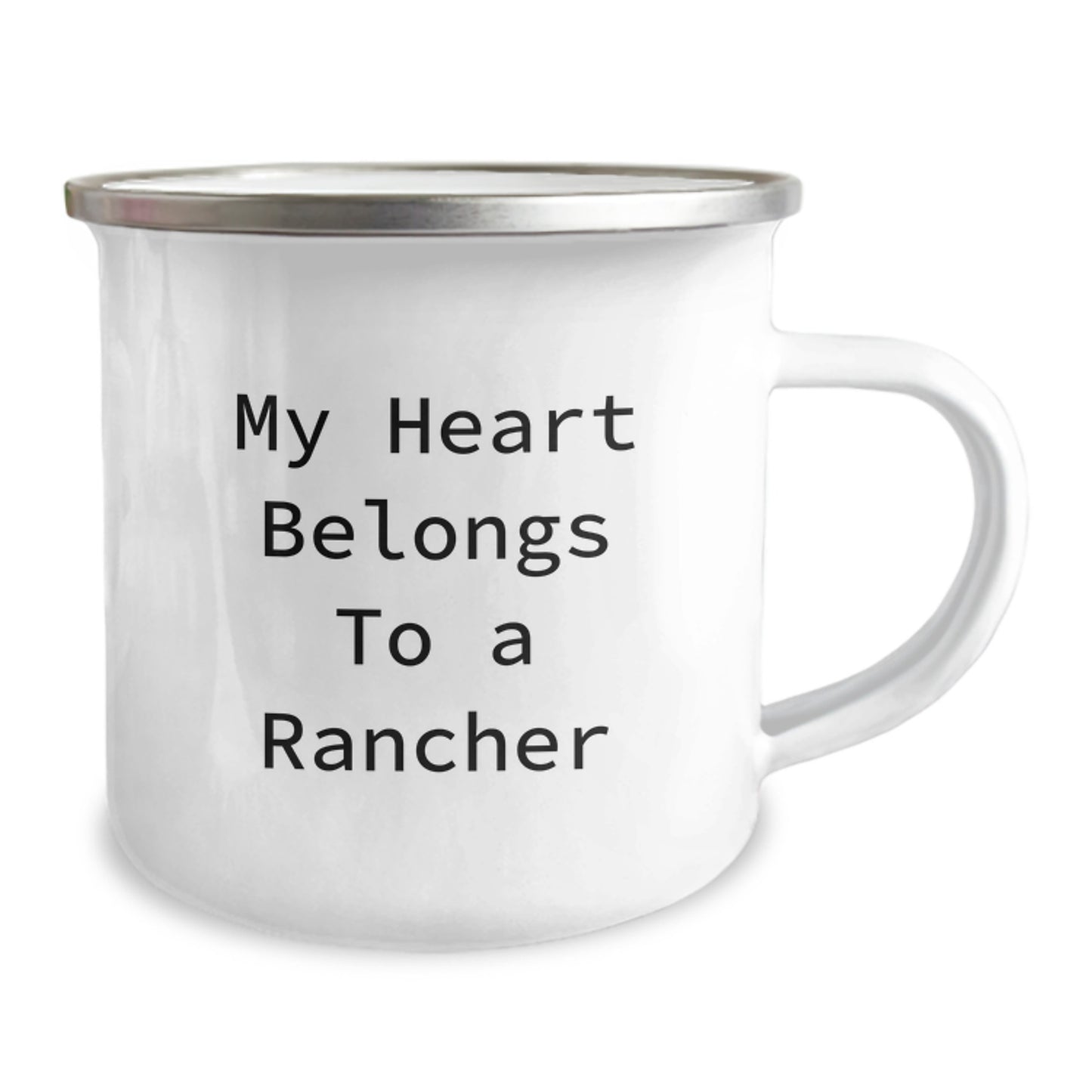 Funny Rancher Gifts from Men to Friends and Family, Christmas Unique Rancher Camping Mug with Inspirational Quote 'My Heart Belongs To A Rancher' - Image 2
