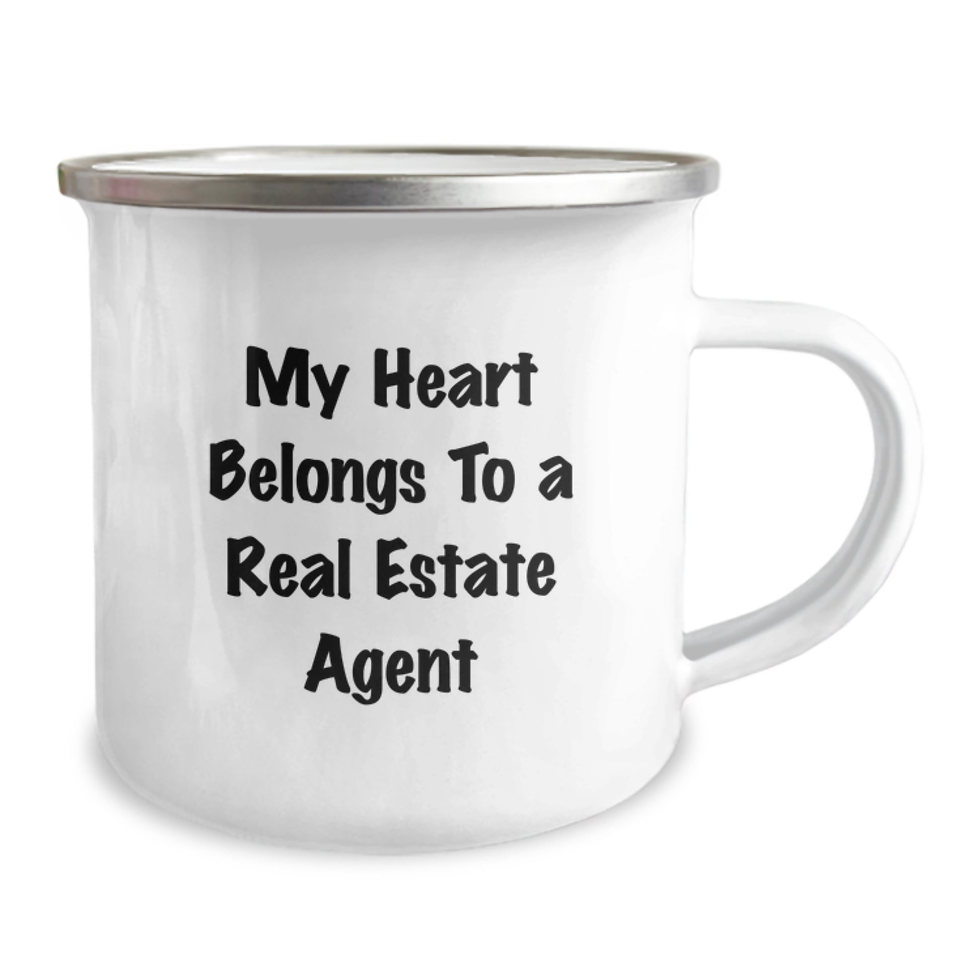 Funny Real Estate Agent Gifts for Men - My Heart Belongs To A Real Estate Agent Enamel Camping Mug, Perfect Christmas Unique Gifts from Friends - Image 2