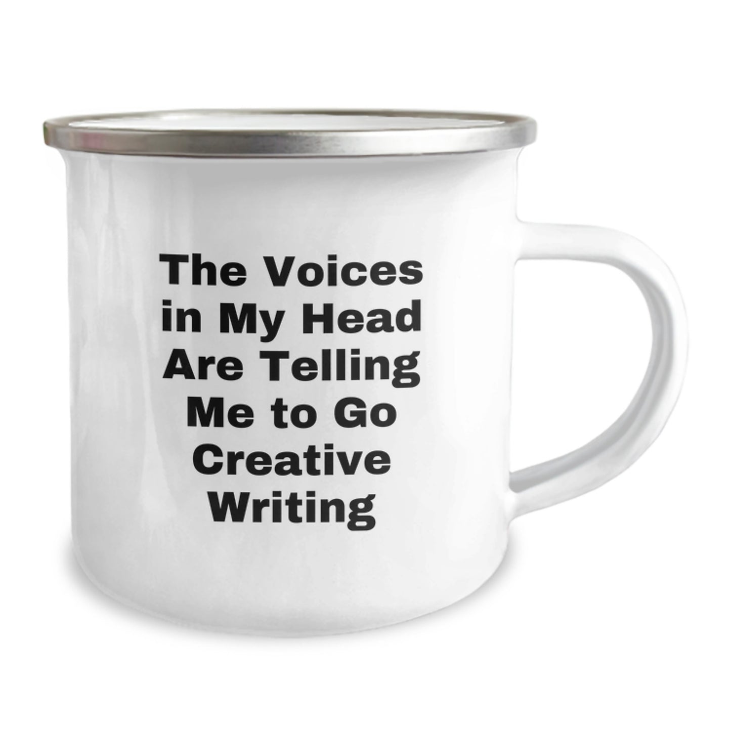 Funny Creative Writing Gifts from Friends for Men, Unique Christmas Unique Gifts, The Voices In My Head Are Telling Me To Go Creative Writing Camping Mug - Image 2