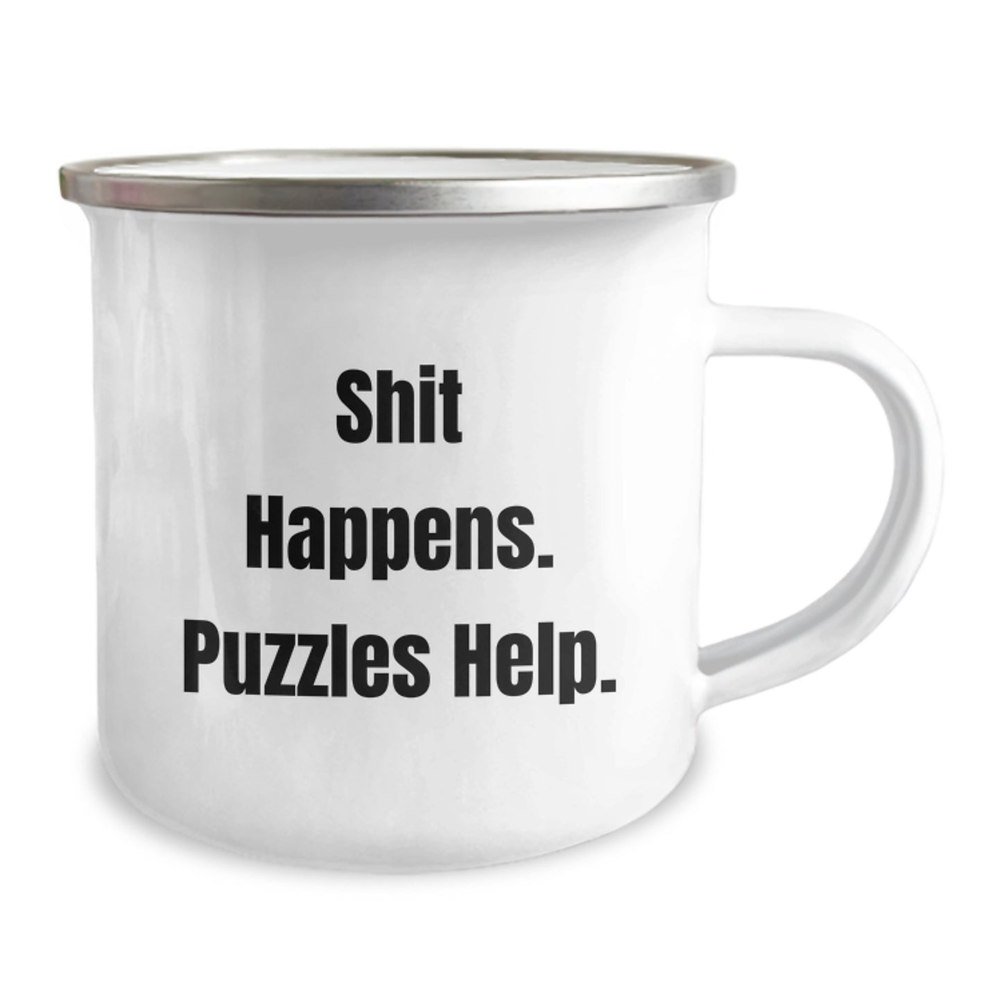 Funny Puzzles Gifts for Friends, Coworkers, or Family - 'Shit Happens. Puzzles Help.' Camping Mug, Birthday Unique Gift from Men, Women, or Family - Image 2