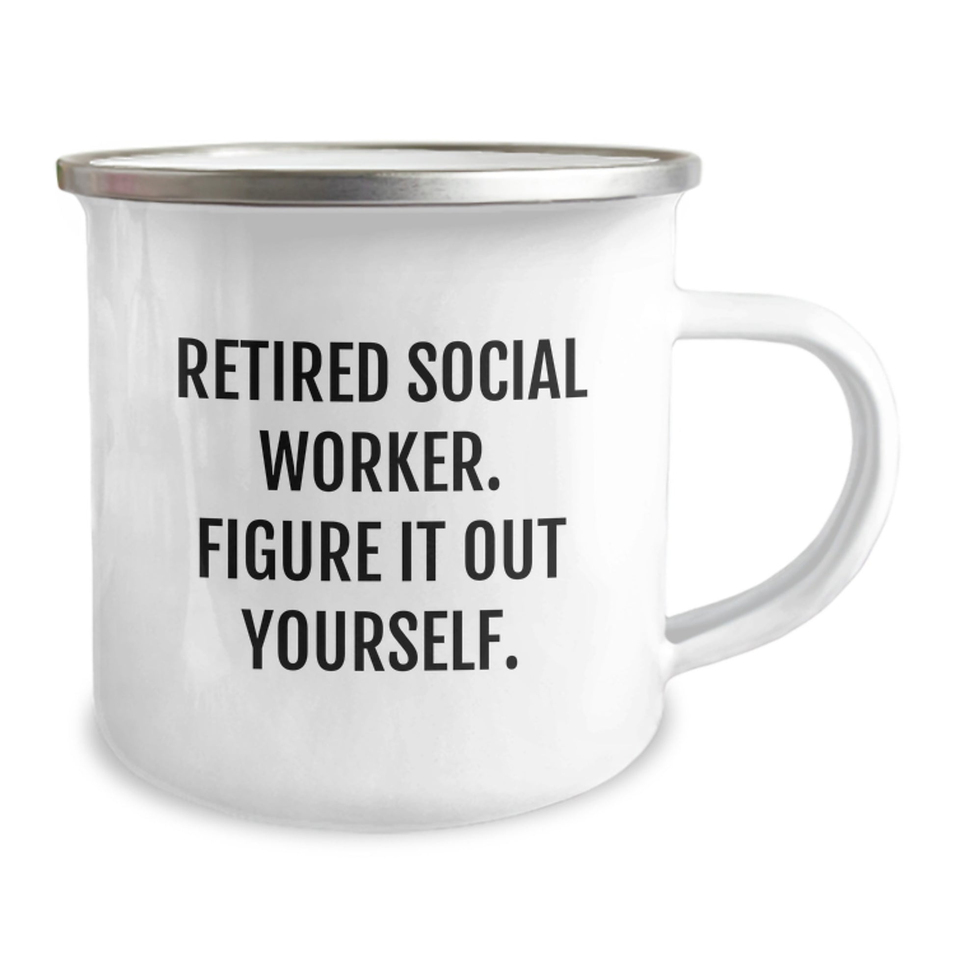 Funny Social Worker Gifts from Friends, Unique Graduation Mugs for Social Worker, 'Figure It Out Yourself' Quote, 12 oz Camping Mug - Image 2