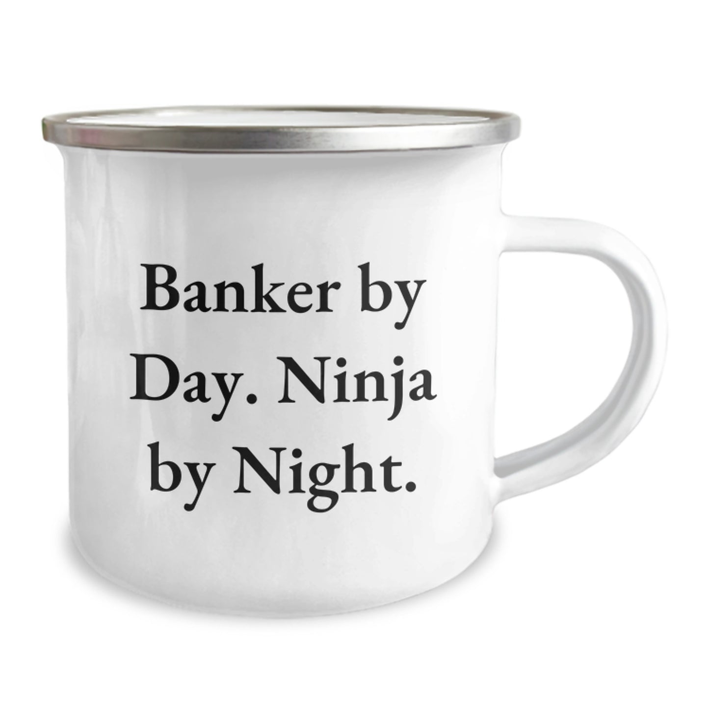 Banker Gifts from Friends - Camping Mug, 'Banker By Day. Ninja By Night.' - Birthday Unique Presents for Him - Image 2
