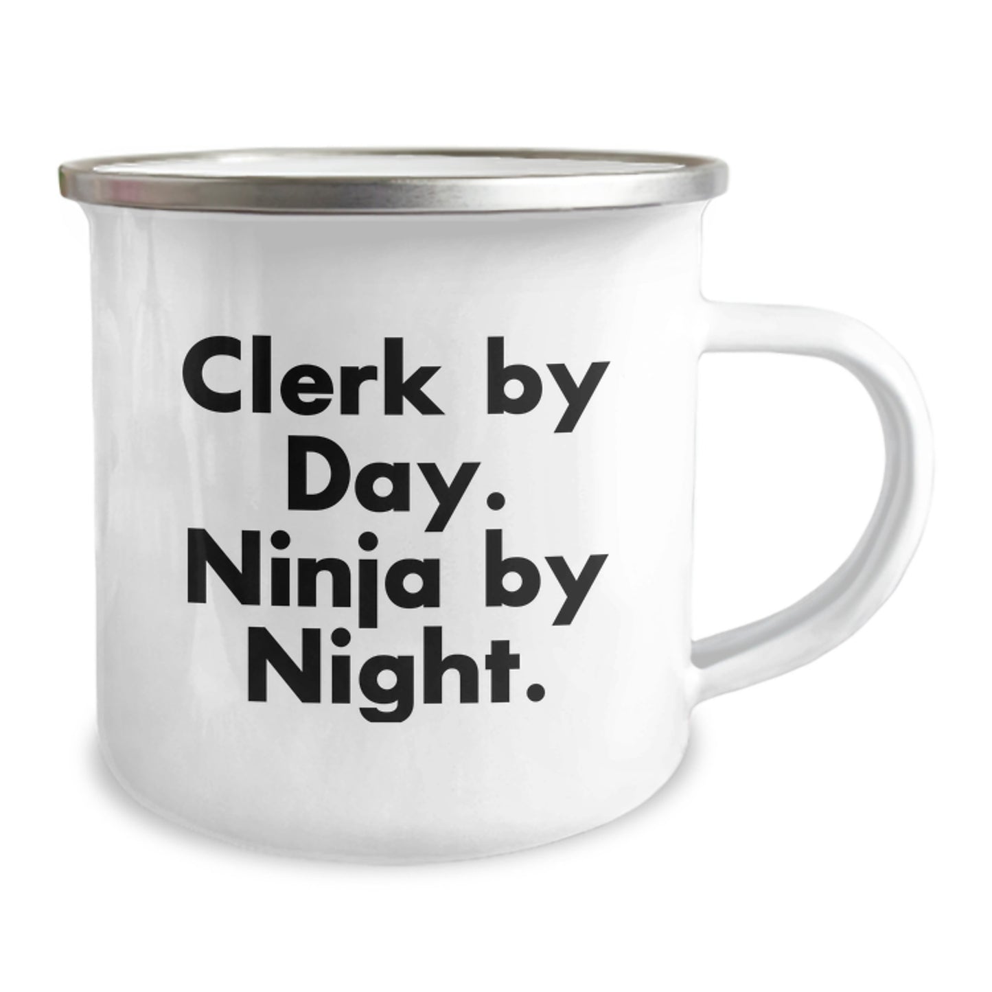 Clerk By Day, Ninja By Night, Funny Camping Mug for Clerk Gifts from Friends, Ideal for Men and Women Graduation Unique Gifts - Image 2