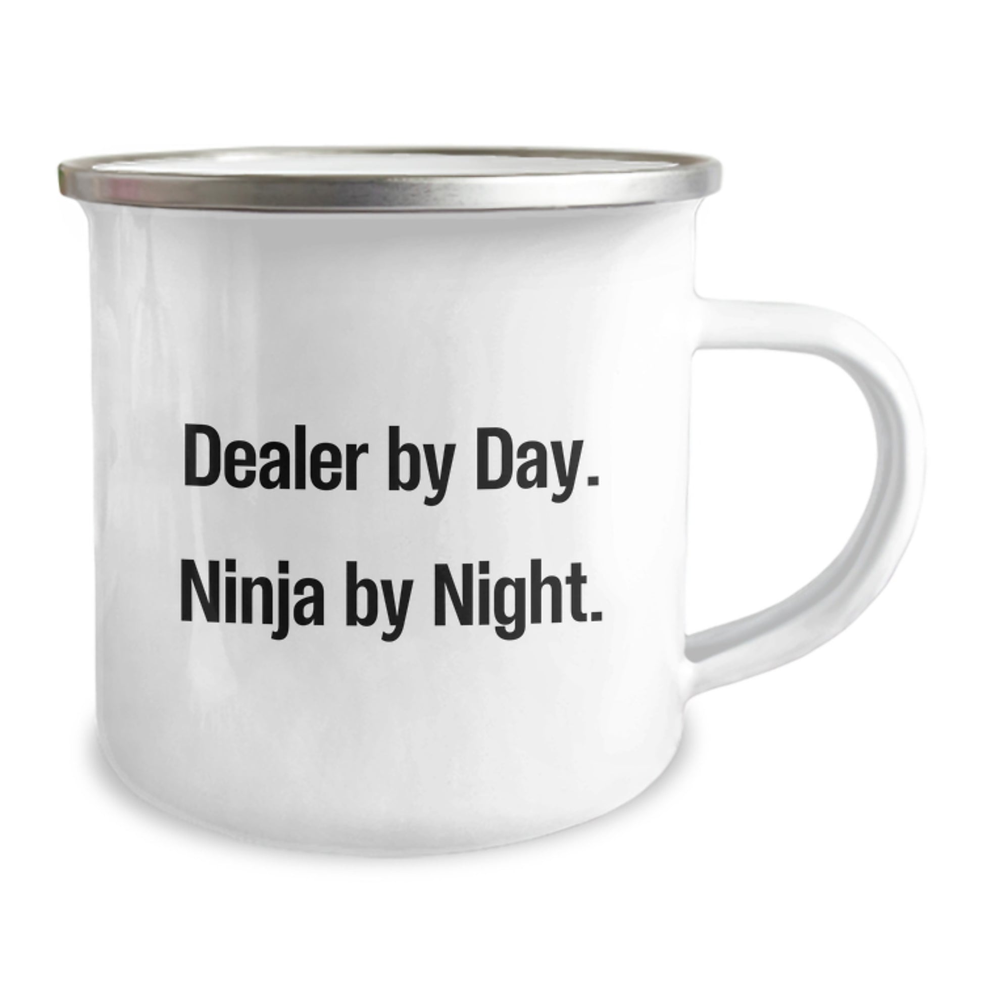 Dealer Gifts from Friends - Camping Mug for Graduation - 'Dealer By Day. Ninja By Night.' Funny Quote - Image 2