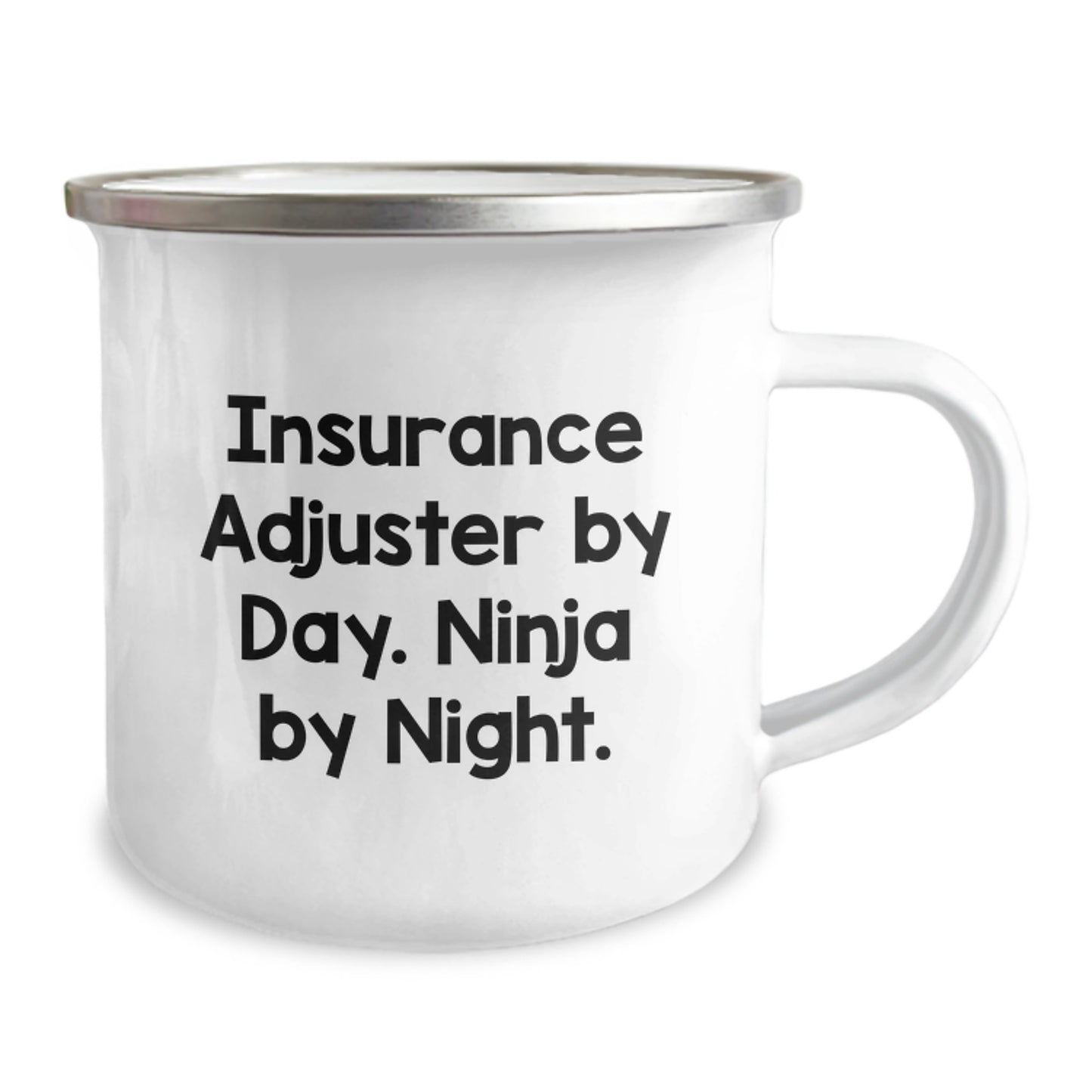 Insurance Adjuster Ninja's Camping Mug, Gifts from Friends for Birthday, Funny Quote 'Insurance Adjuster By Day. Ninja By Night.' - Image 2