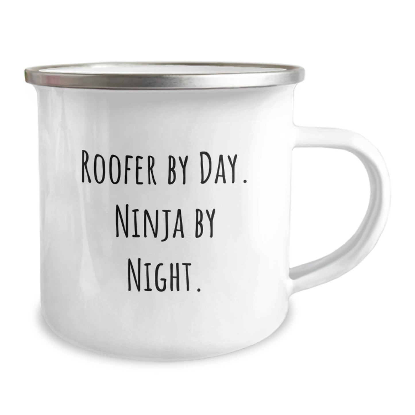 Funny Roofer Gifts from Friends for Roofer Men on Christmas Unique Mugs - Roofer By Day Ninja By Night Camping Mug - Image 2