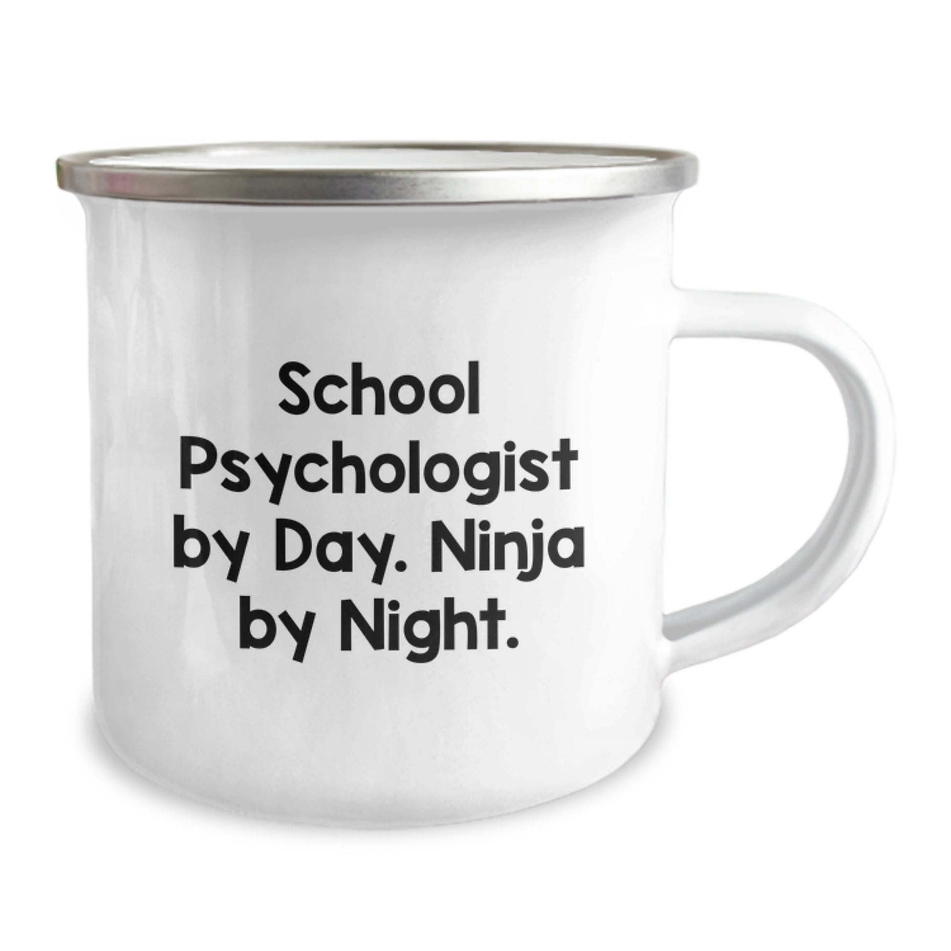 Funny School Psychologist Gifts from Men to Women, Christmas Unique Presents for School Psychologist By Day Ninja By Night Camping Mug, 12 oz Stainless Steel Enamel Finish - Image 2