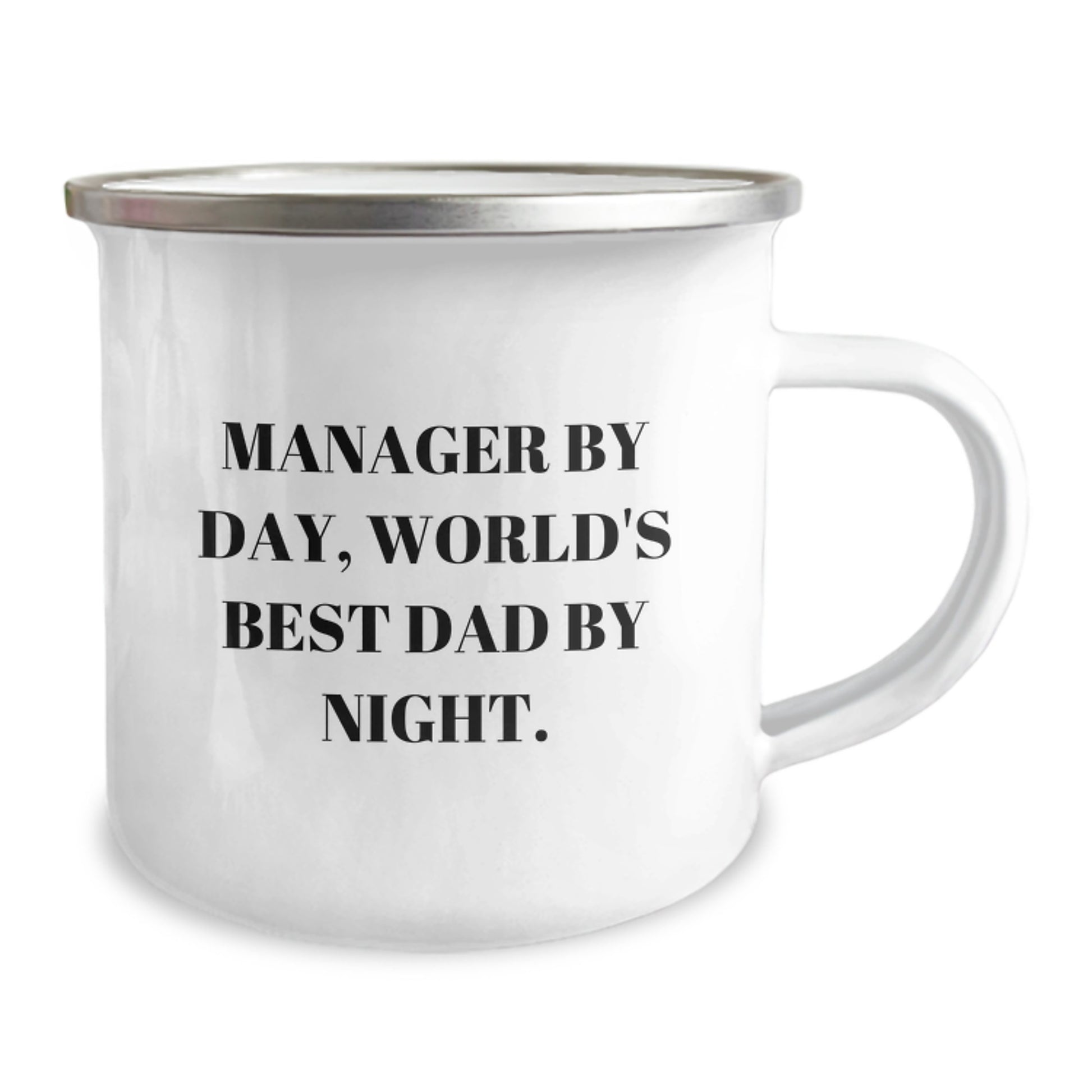 Funny Manager Gifts from Men for Valentine's Unique Camping Mug, 'Manager By Day, World's Best Dad By Night.' - Stainless Steel with Enamel Finish - Image 2