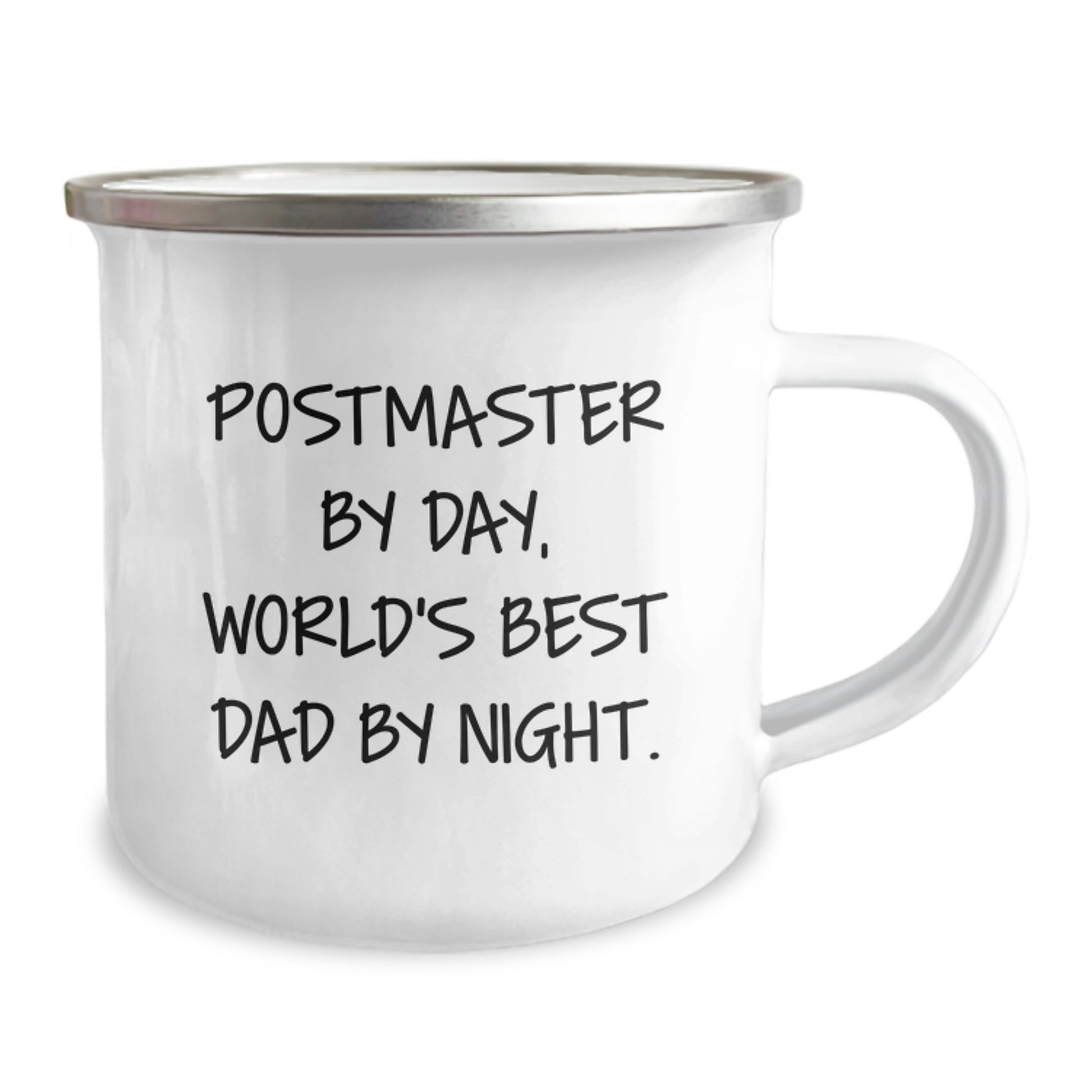Postmaster's Perfect Camping Mug, Funny Gifts from Men to Graduates, 'Postmaster By Day, World's Best Dad By Night.' - Image 2
