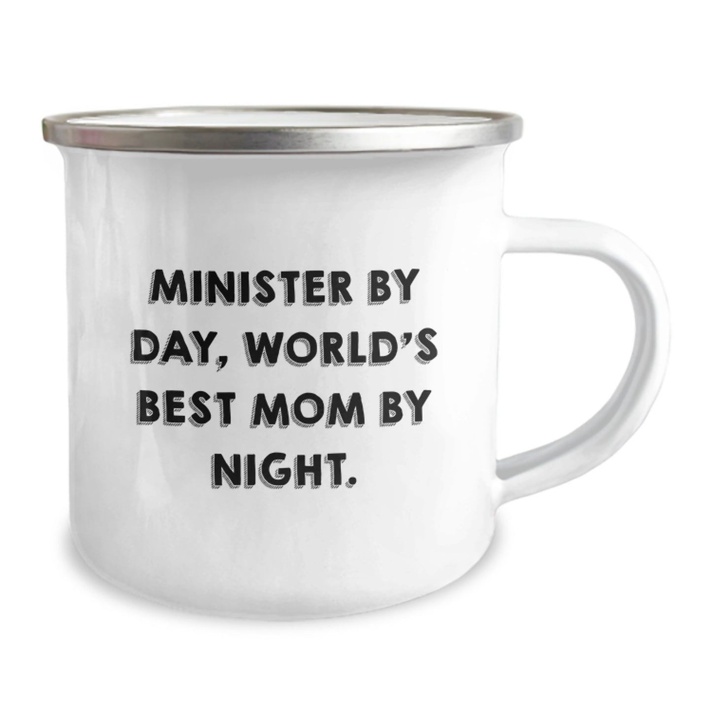 Minister Gifts from Friends and Family, Minister By Day, World's Best Mom By Night. - Funny Camping Mug for Birthday, 12 oz Stainless Steel - Image 2