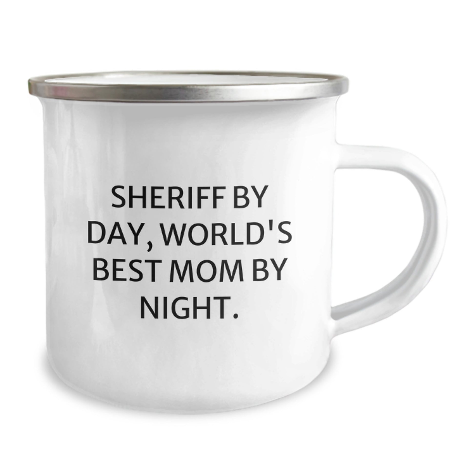 Sheriff's Badge Camping Mug for Graduation, Funny 'Sheriff By Day, World's Best Mom By Night.' Quote, Gifts from Mom to Sheriff - Image 2
