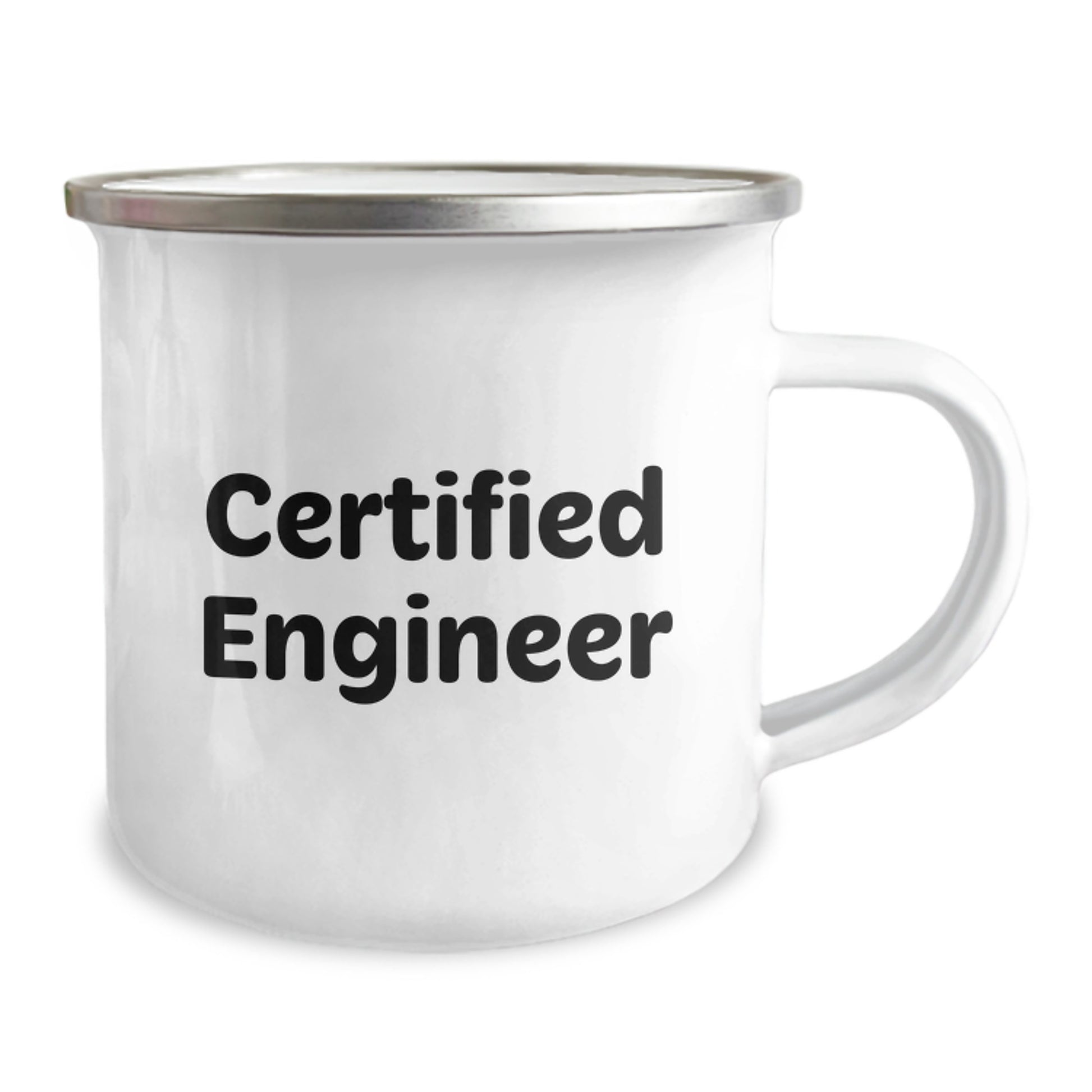 Funny Engineer Gifts from Friends for Graduation Unique Gifts, Camping Mug with 'Certified Engineer' Quote, 12 oz Stainless Steel Enamel Finish - Image 2