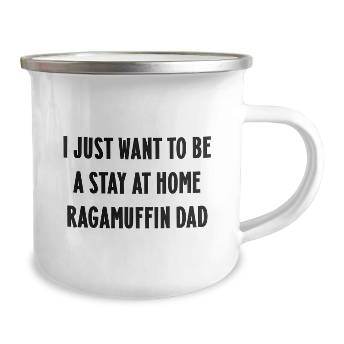Funny Stay at Home Ragamuffin Dad Gifts from Men to Friends for Christmas Unique Camping Mugs, Funny Ragamuffin Cat Dad Quotes on Stainless Steel Mugs with Enamel Finish - Image 2