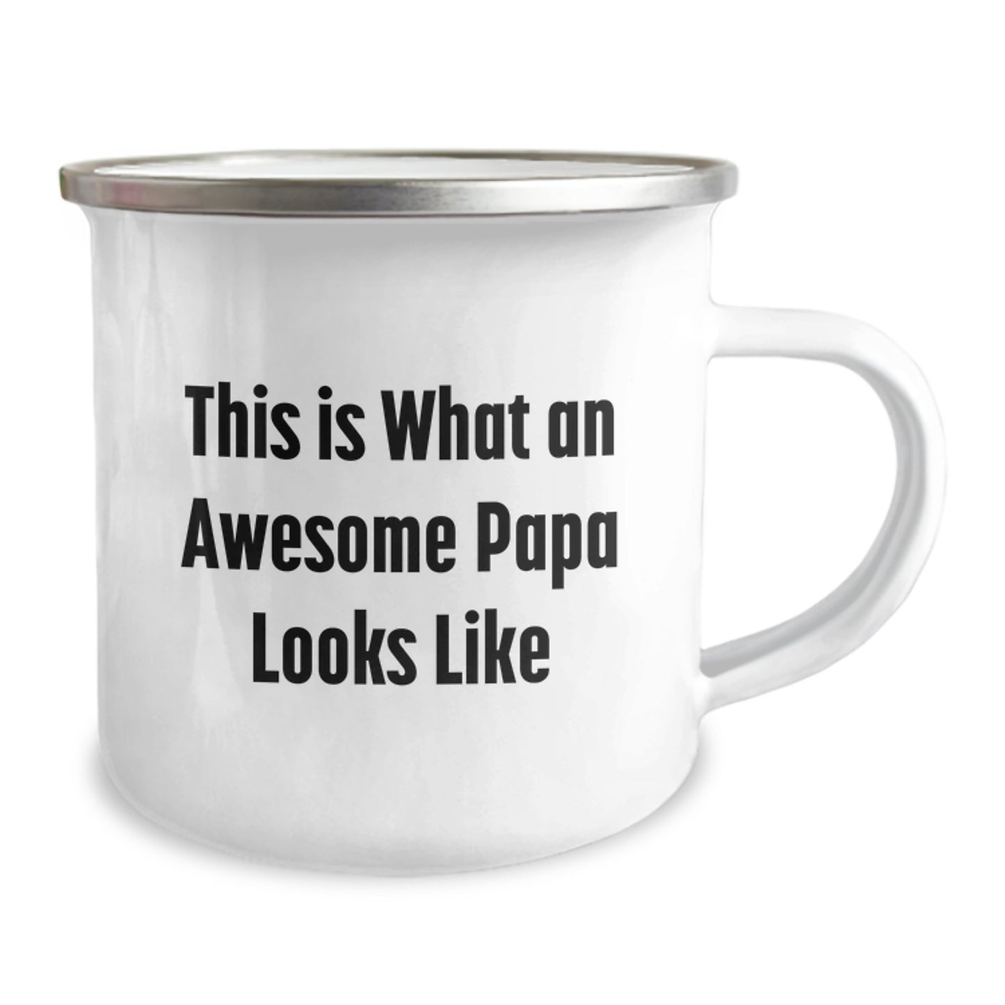 Funny Papa Camping Mug Gifts from Friends for Graduation, 'This Is What An Awesome Papa Looks Like' - 12 oz Stainless Steel with Enamel Finish - Image 2