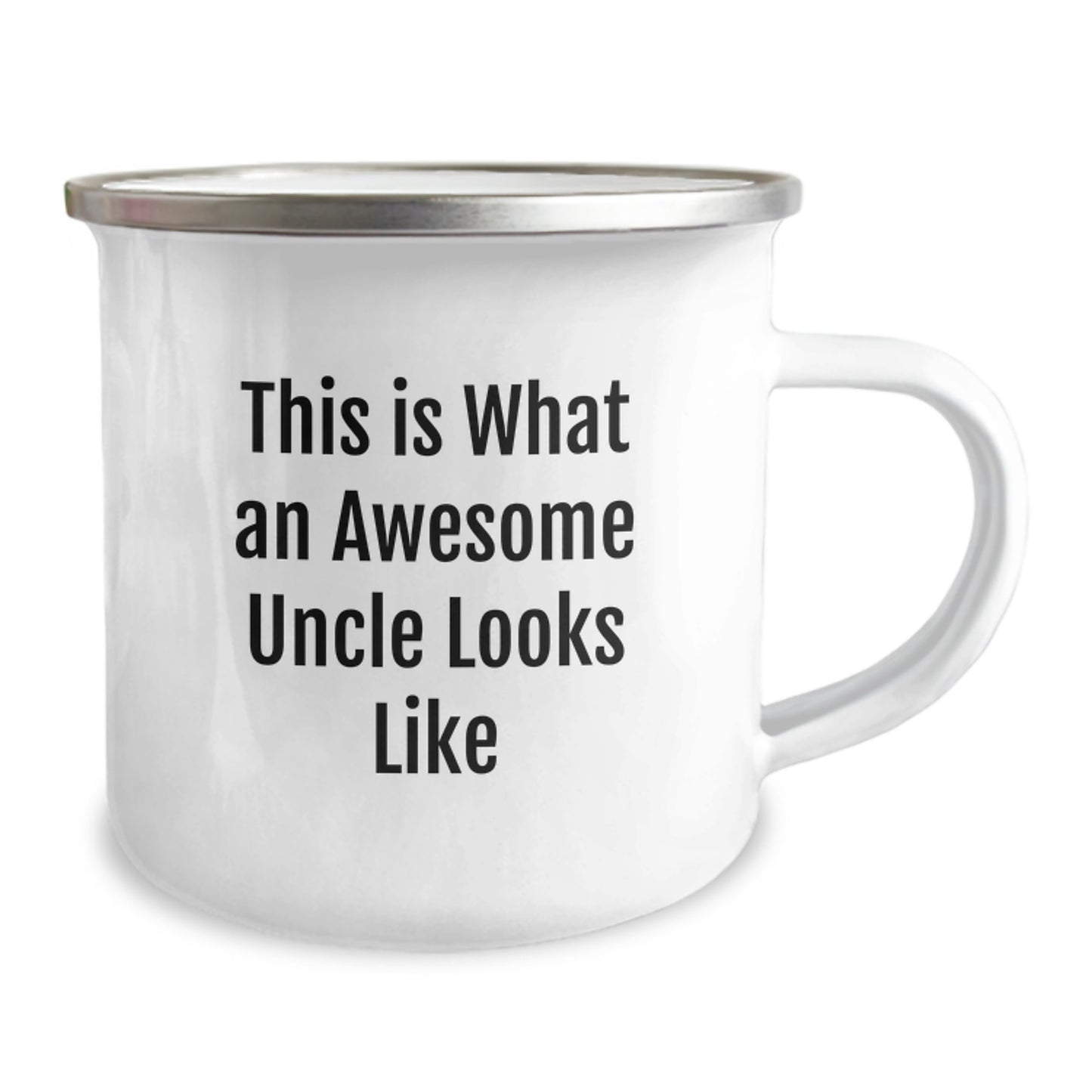 Funny Uncle Gifts for Him - This Is What An Awesome Uncle Looks Like, Camping Mug for Graduation, 12 oz Stainless Steel with Enamel Finish, Hand Wash Recommended, Permanent Printing - Image 2