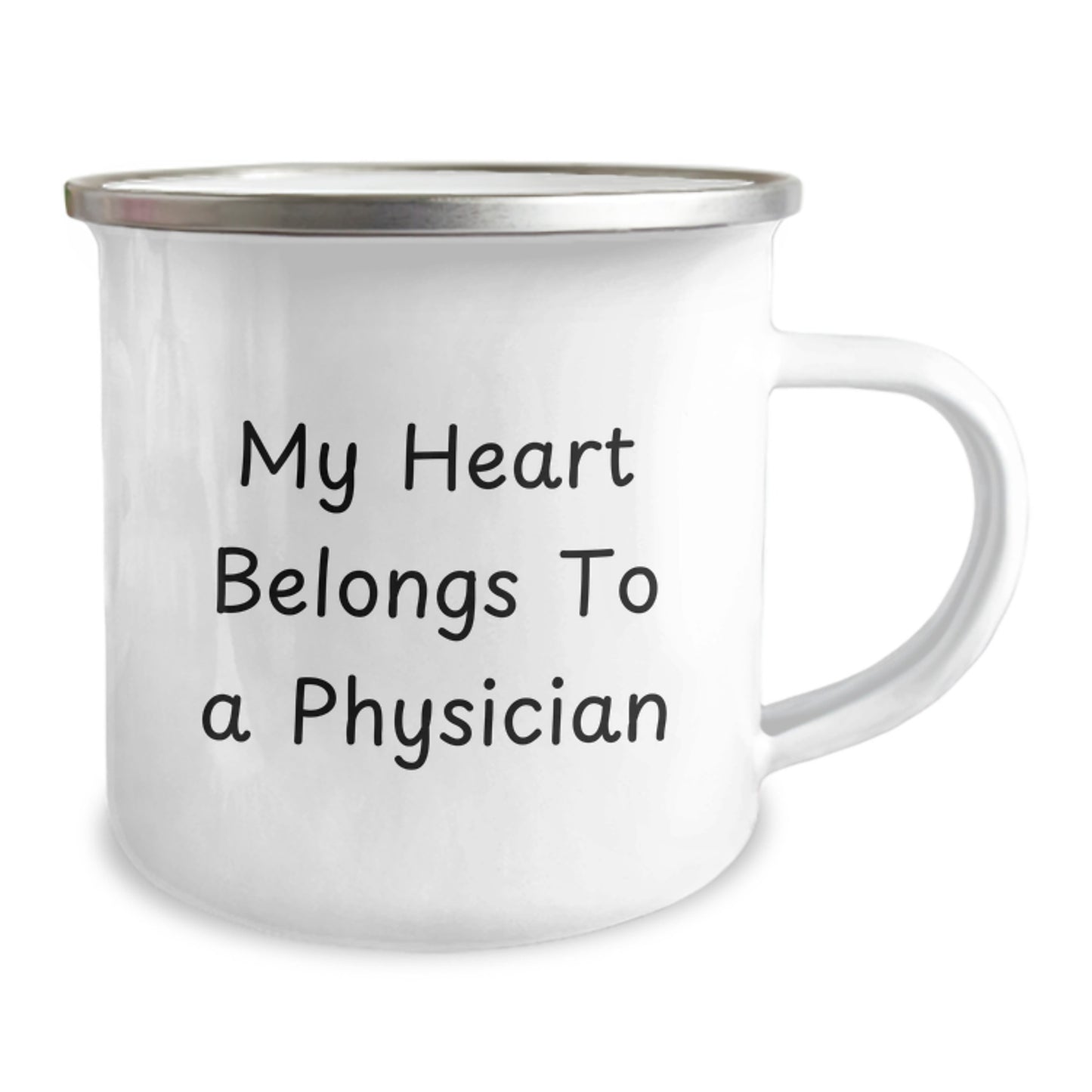 Gifts from Family for Physician - Funny Christmas Camping Mug - 'My Heart Belongs To A Physician' Quote - Image 2