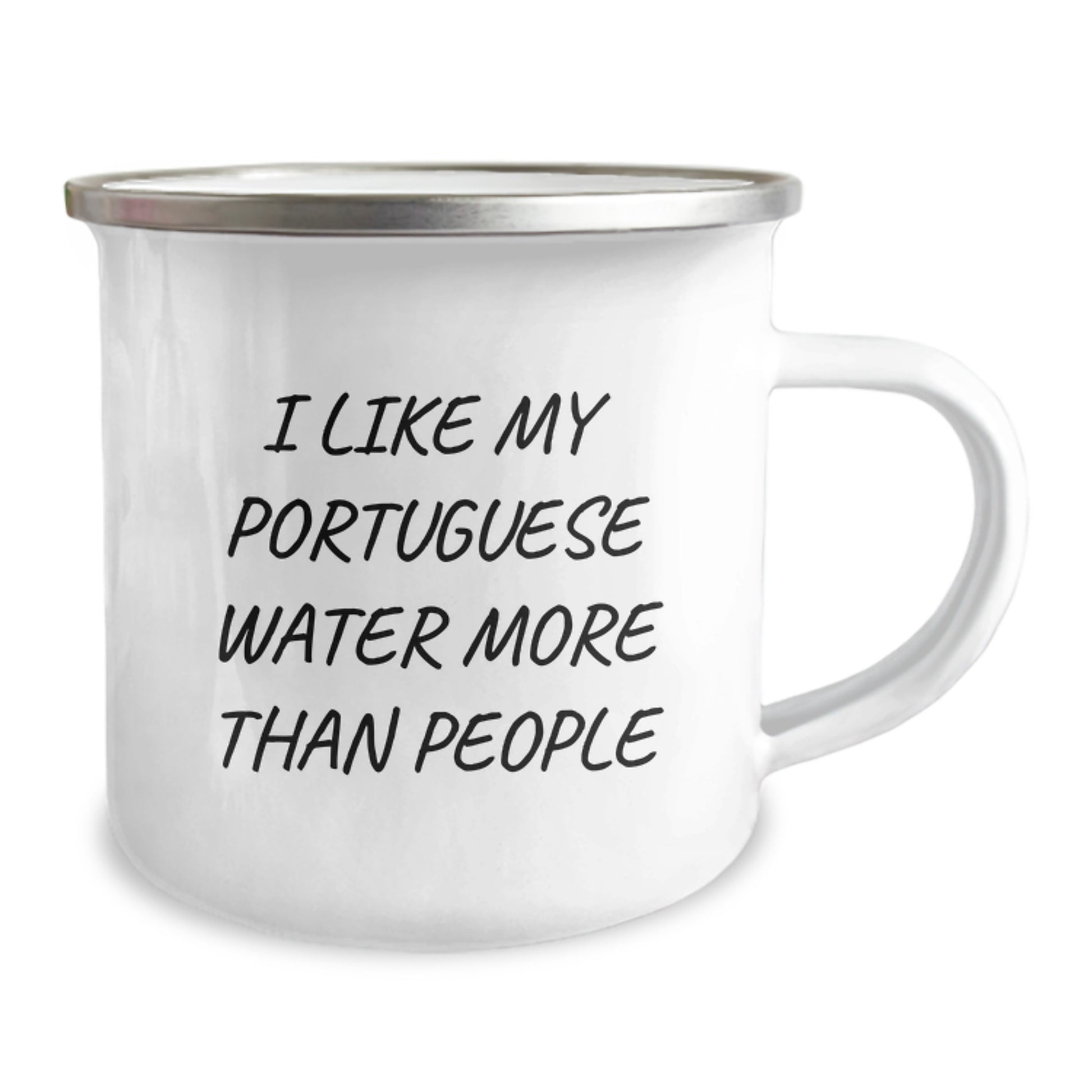 Portuguese Water Dog Lovers Funny Gifts from Family to Friends - 'I Like My Portuguese Water More Than People' 12 oz Camping Mug - Image 2