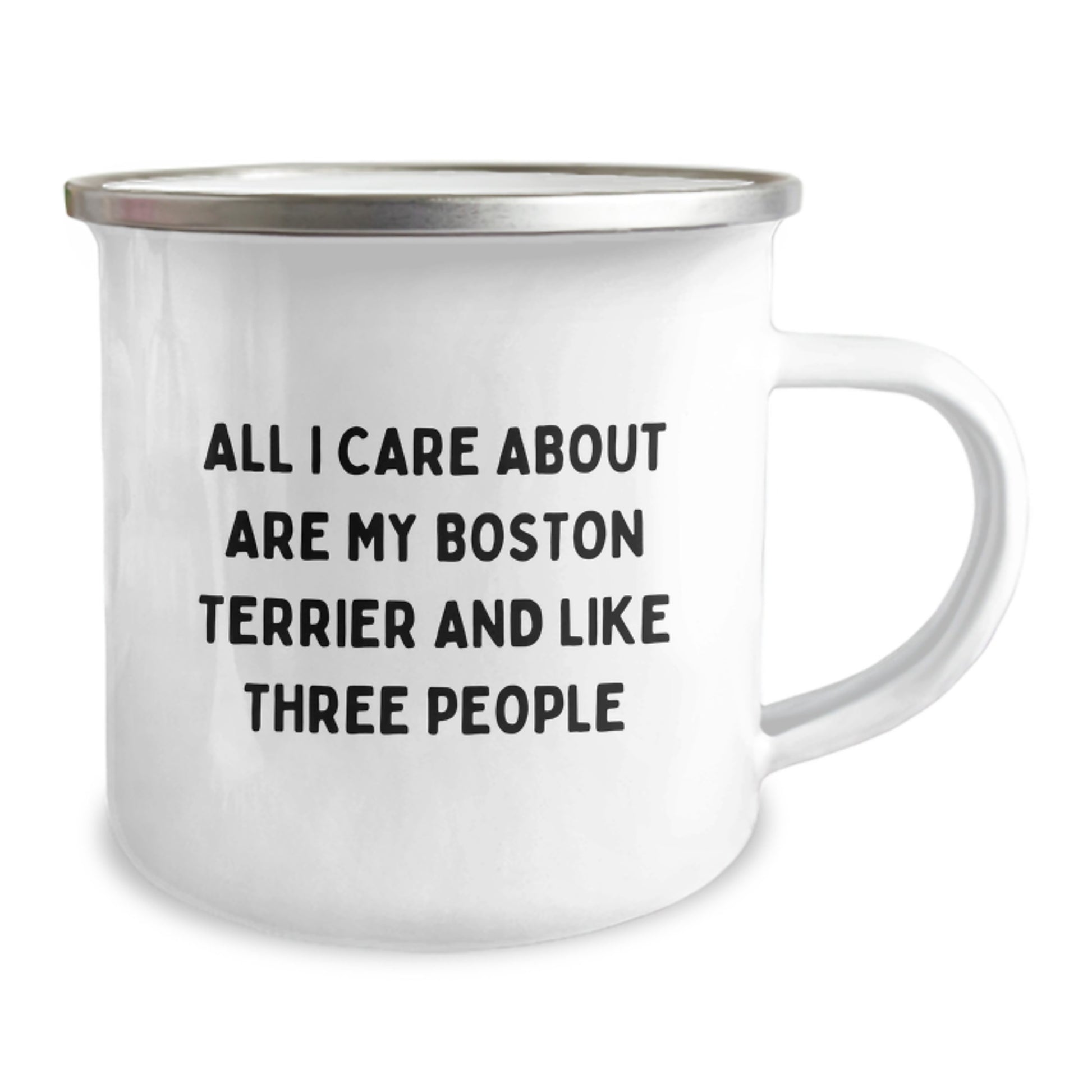 Boston Terrier Dog Lover Gifts, Funny Quote Camping Mug, 12 oz Capacity, Stainless Steel with Enamel Finish, Gifts from Friends for Family, Unique Birthday Unique Gifts - Image 2