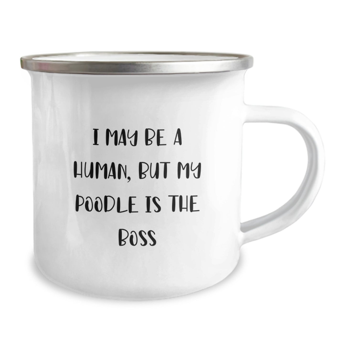 Funny Poodle Dog Lover Gifts from Men to Friends, Valentine's Unique Camping Mugs for Poodle Dog Owners, 'I May Be A Human, But My Poodle Is The Boss' - Image 2